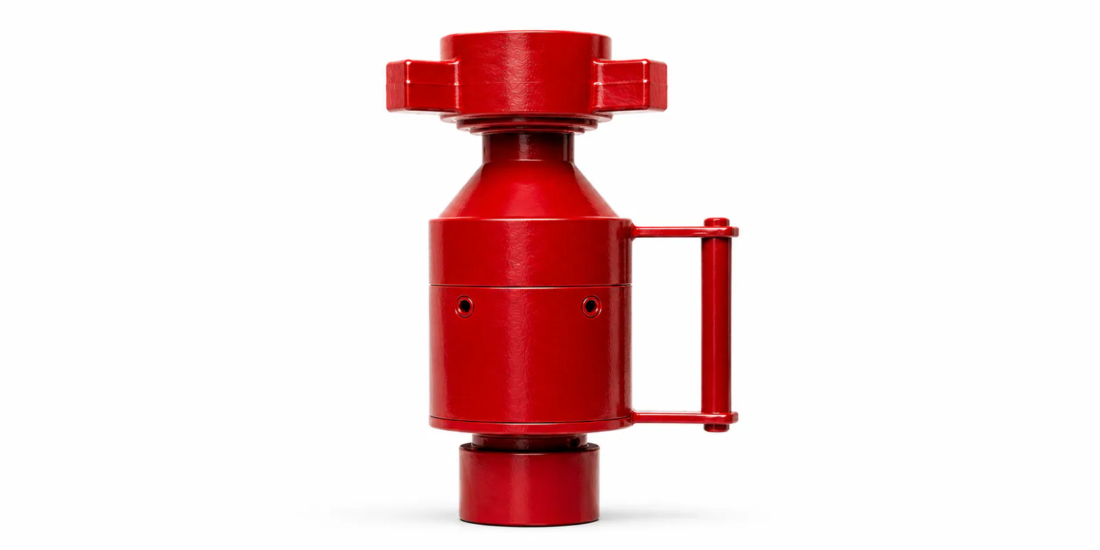 Red dart check valve on a white background