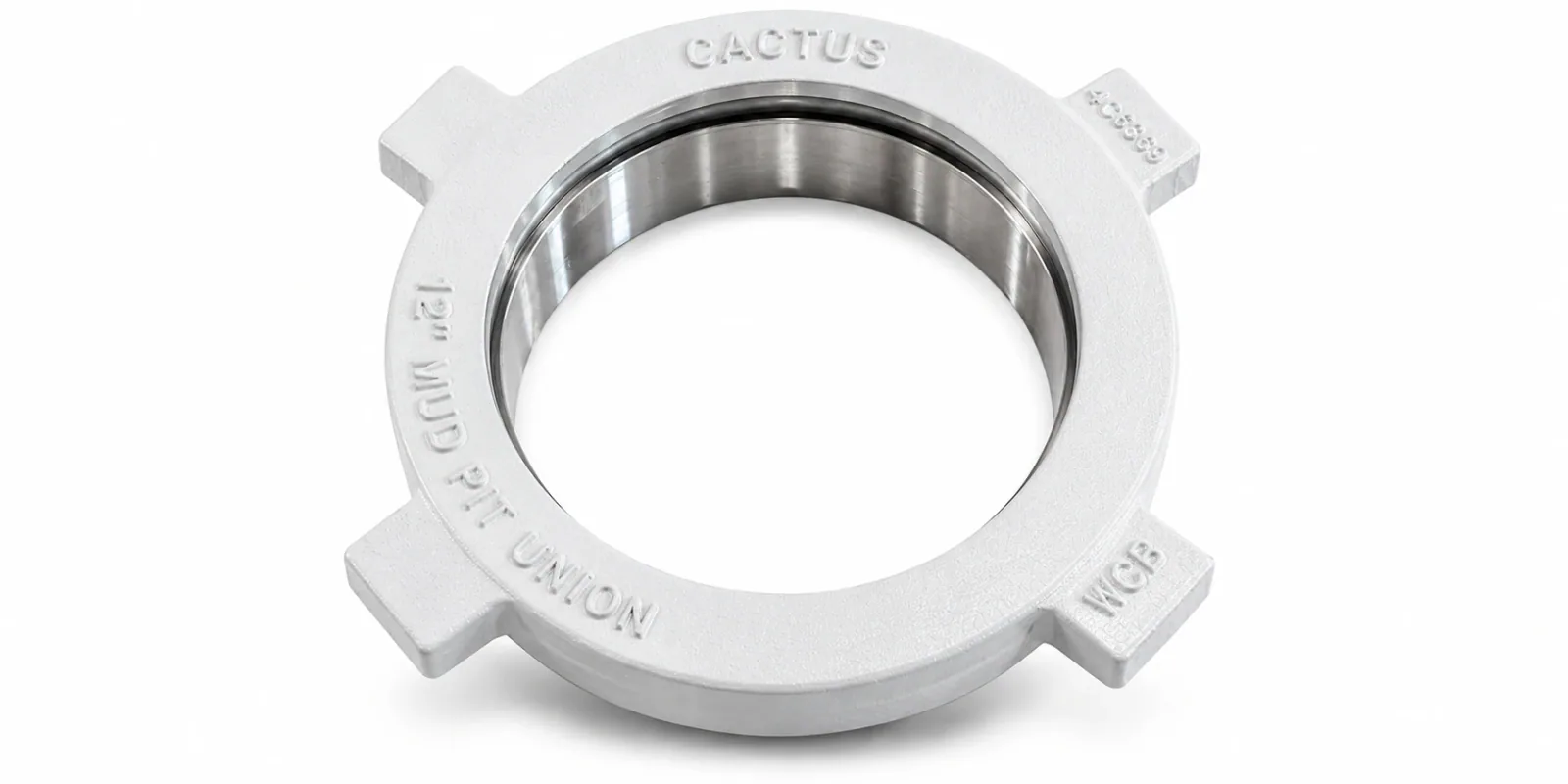 Mud pit union components on a white background