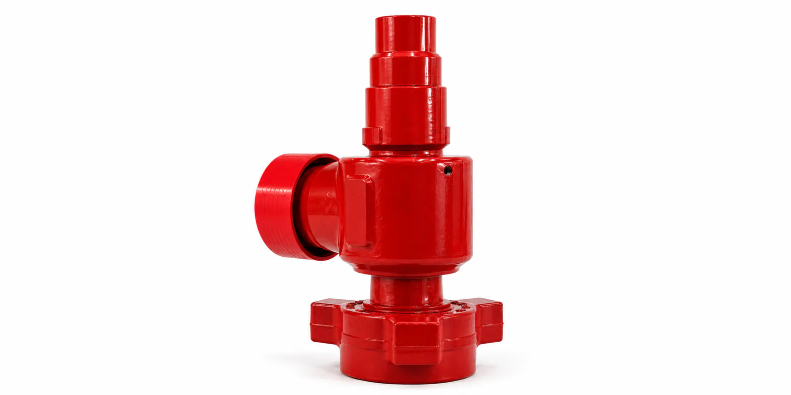 Red pressure release valve on a white background