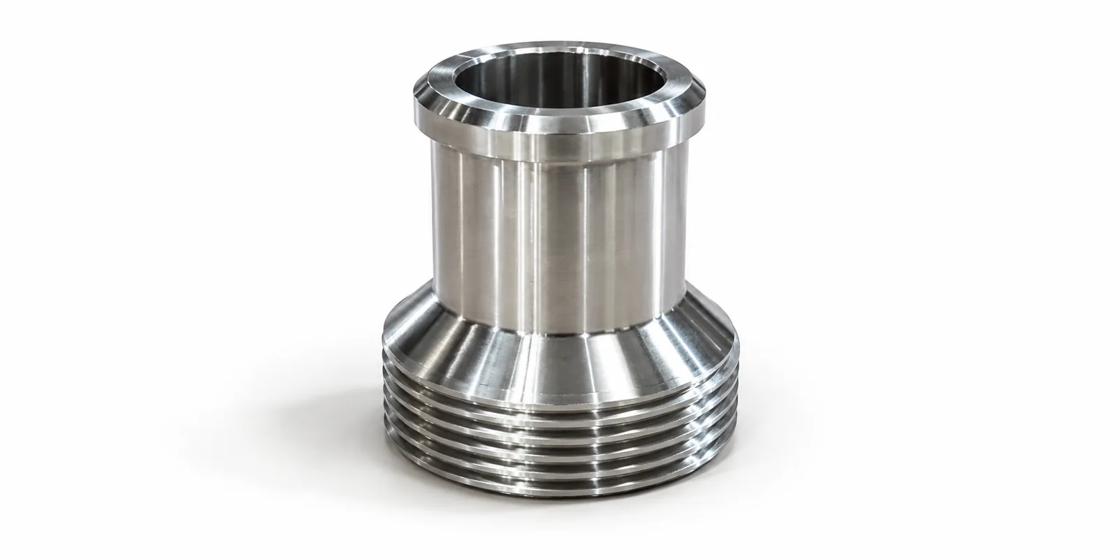 Steel flowline swage on a white background