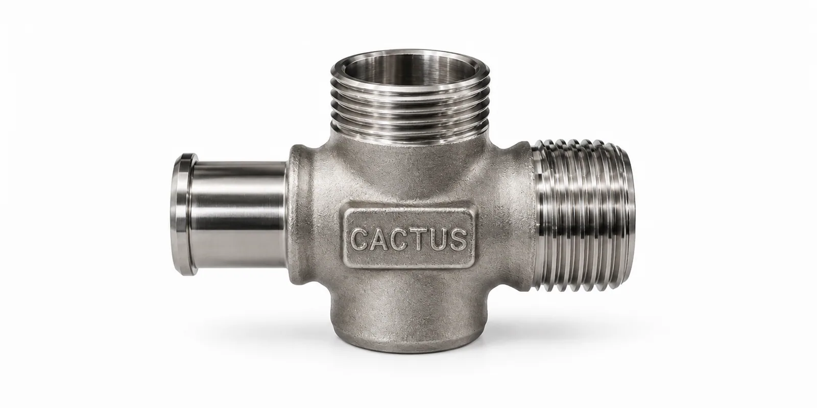 Metal tee fitting for straight runs with a side branch outlet