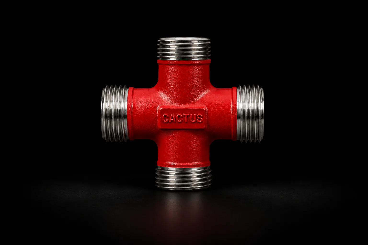 Red cross fitting for a four-way high-pressure flowline junction
