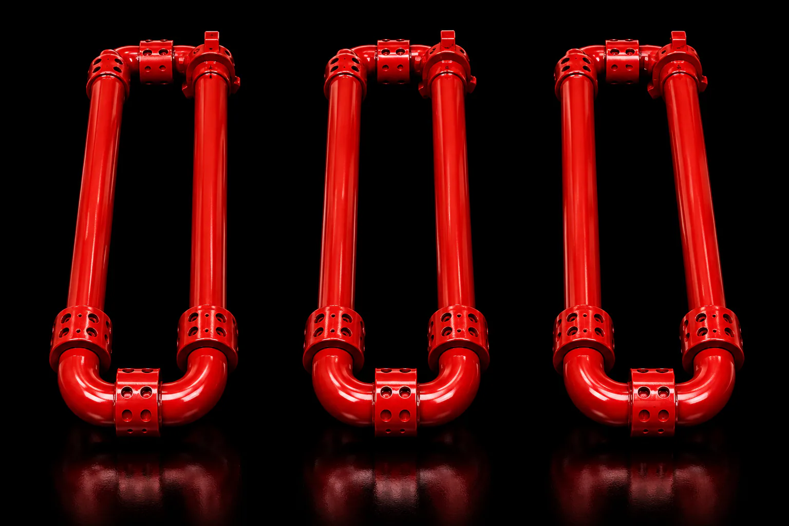 Red Hose Loop assembly on a black background