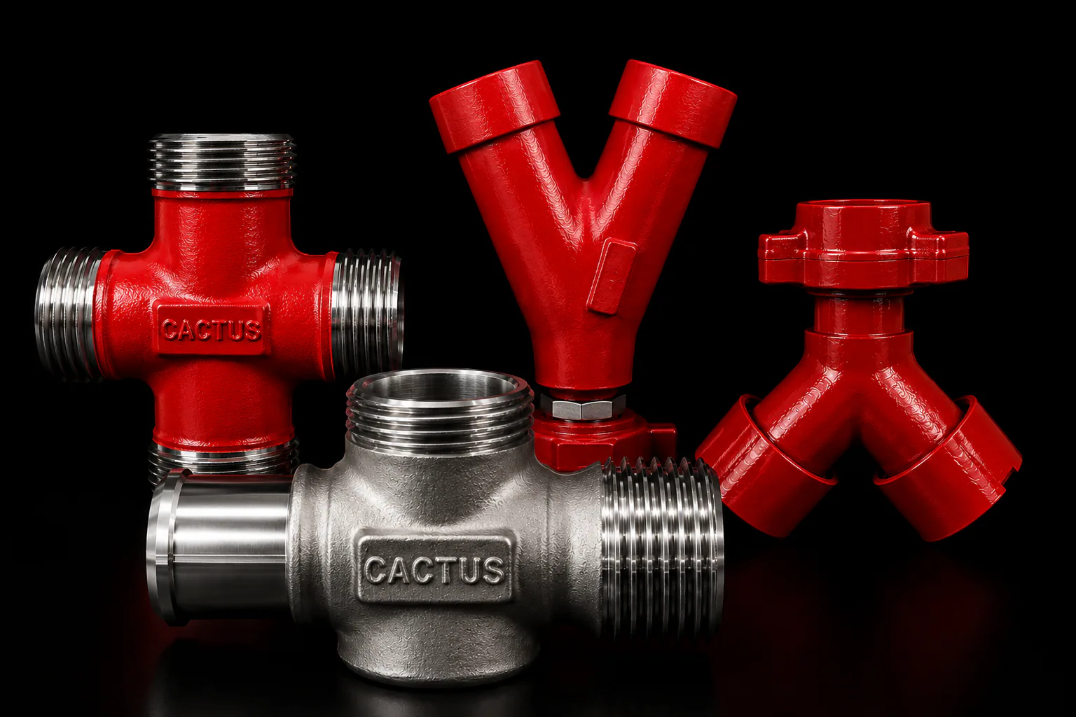 Integral fittings including tees, wyes, laterals, crosses, and ell fittings