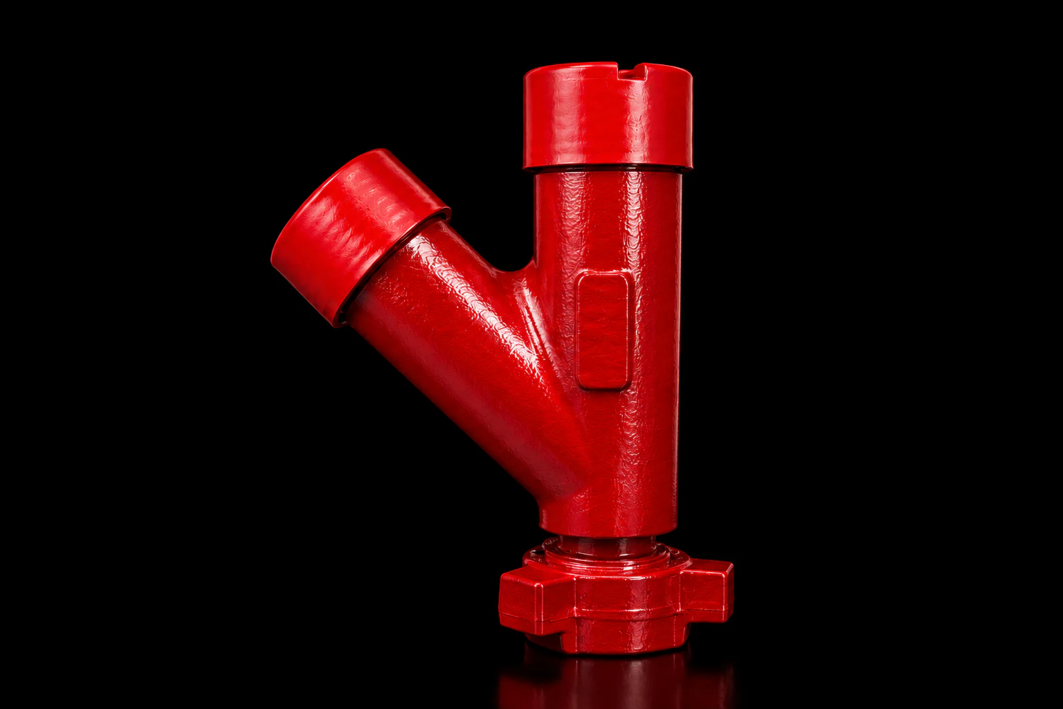 Red lateral fitting for angled high-pressure flowline branch connections
