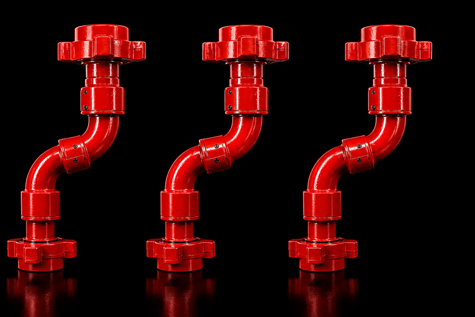 Red Swivel Joint assembly on a black background