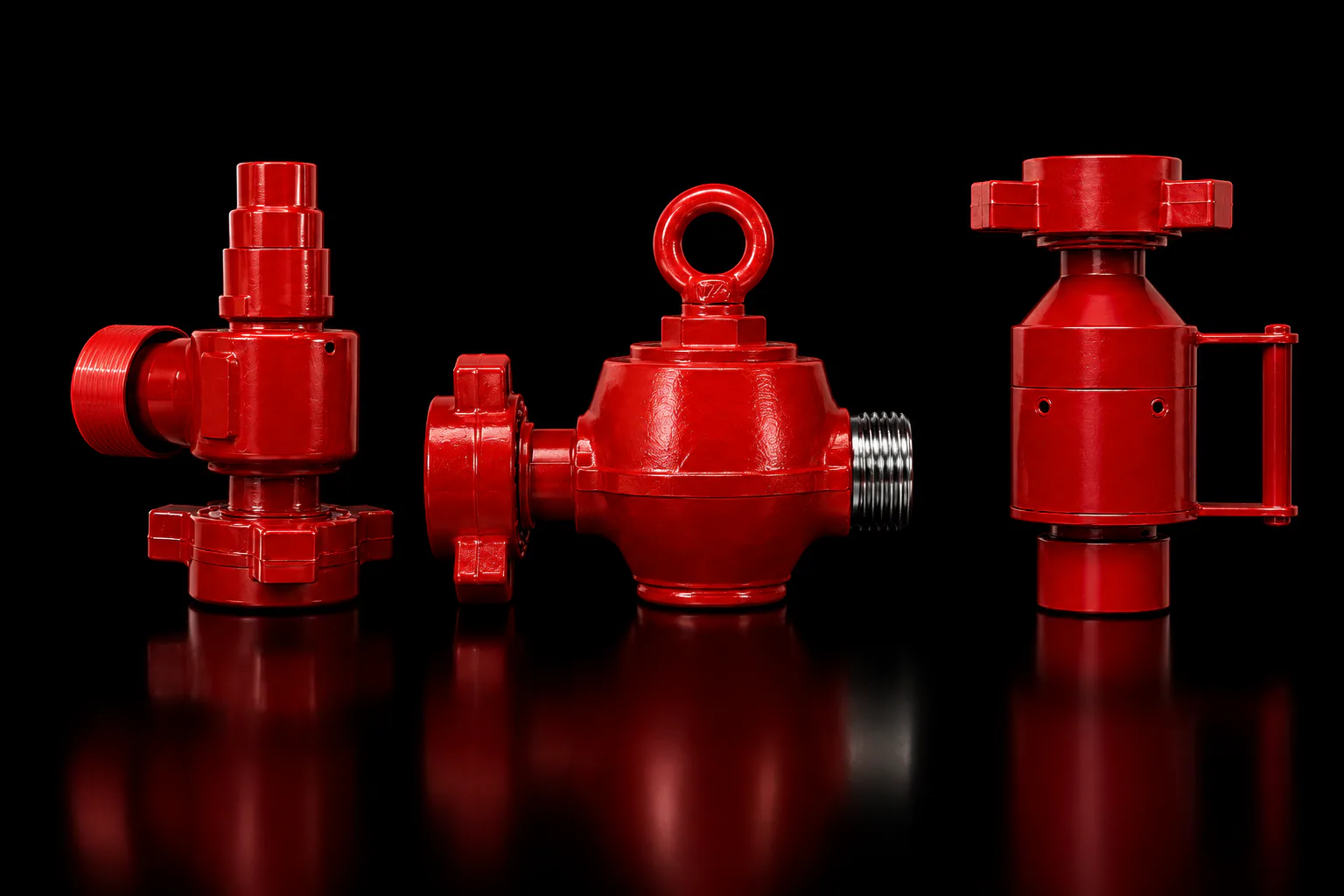 Cactus Flow Control flowline valves on a black background